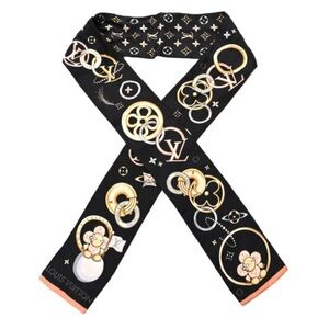 Louis Vuitton LV vivienne and beyond Black and Gold bandeau scarf w/ box
